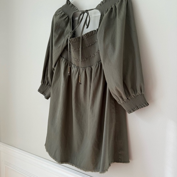 Free People This is Everything Green Mini Babydoll Dress Sz L - Picture 7 of 12